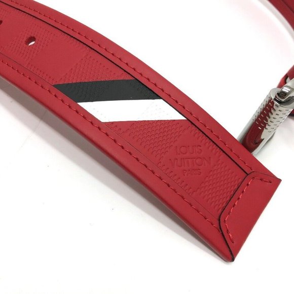 LOUIS VUITTON Damier Infini Ceinture stamp belt Leather Red/SilverHardwar main image 9